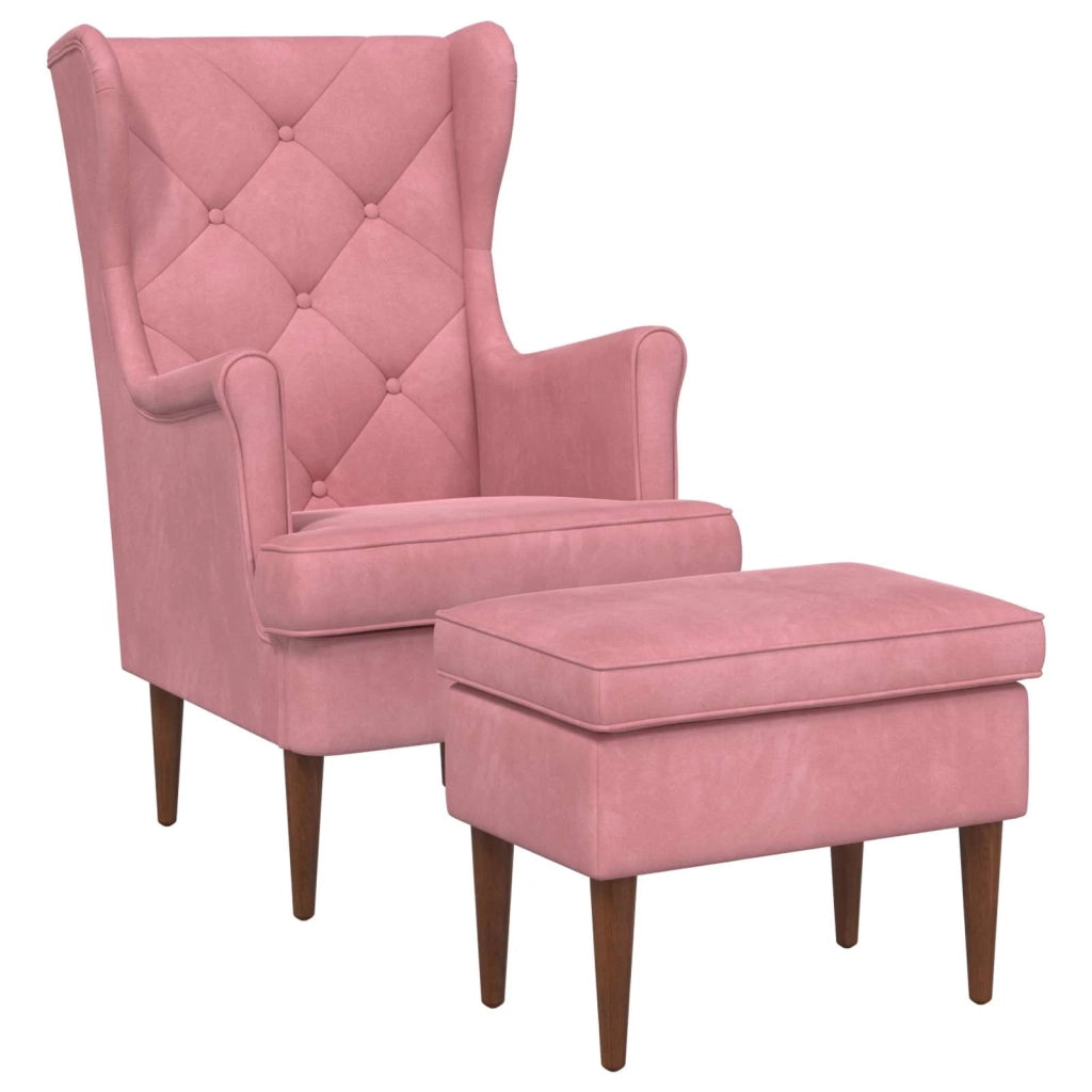 Poltrona con Ottomano 2 pz Rosa Velluto 3418850