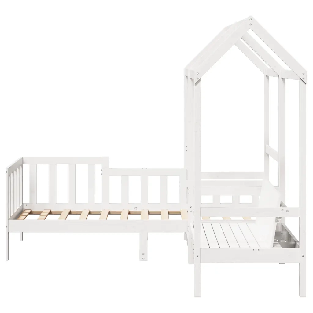 Set Dormeuse e Panca con Tetto Bianco 80x200cm Massello Pino 3282271