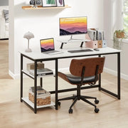 scrivania per computer con display stand e tavolo da disegno pieghevole, 120cm scrivania moderna e semplice per lavoro PC, bianca