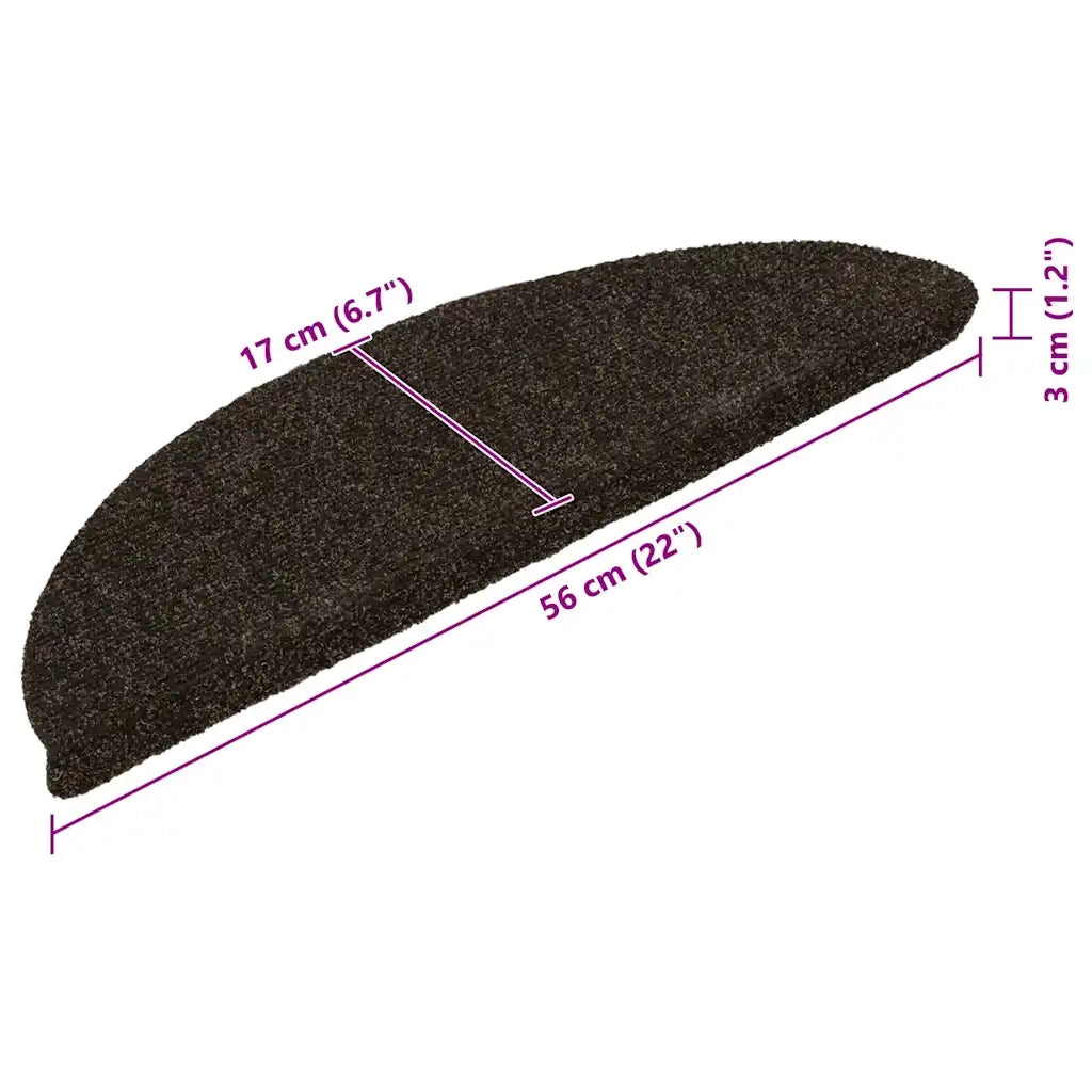 vidaXL Tappetini per scale autoadesivi 30 pz 56x17x3 cm marrone scuro semicircolari