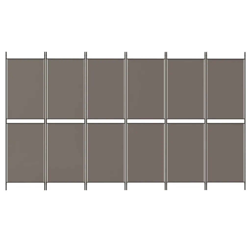 Divisorio a 6 Pannelli Antracite 300 x 180 cm Tessuto 350224
