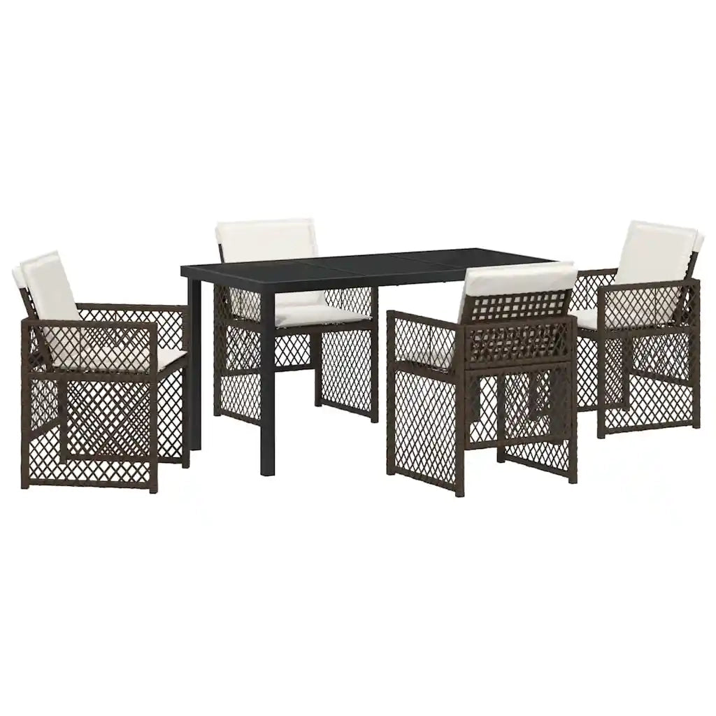 Set da Pranzo per Giardino 5 pcs Marrone polyrattan 3380630