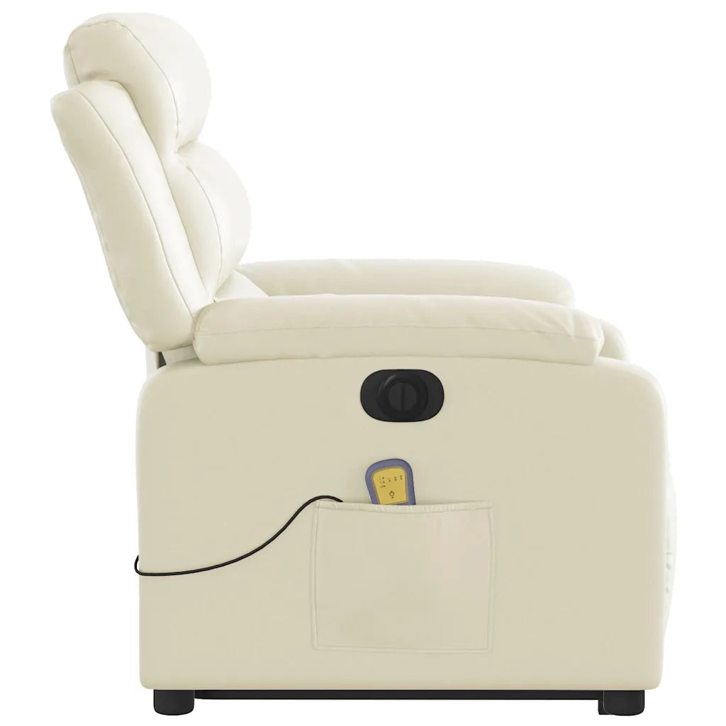 Poltrona Alzapersona Elettrica Reclinabile Crema in Similpelle 3205064
