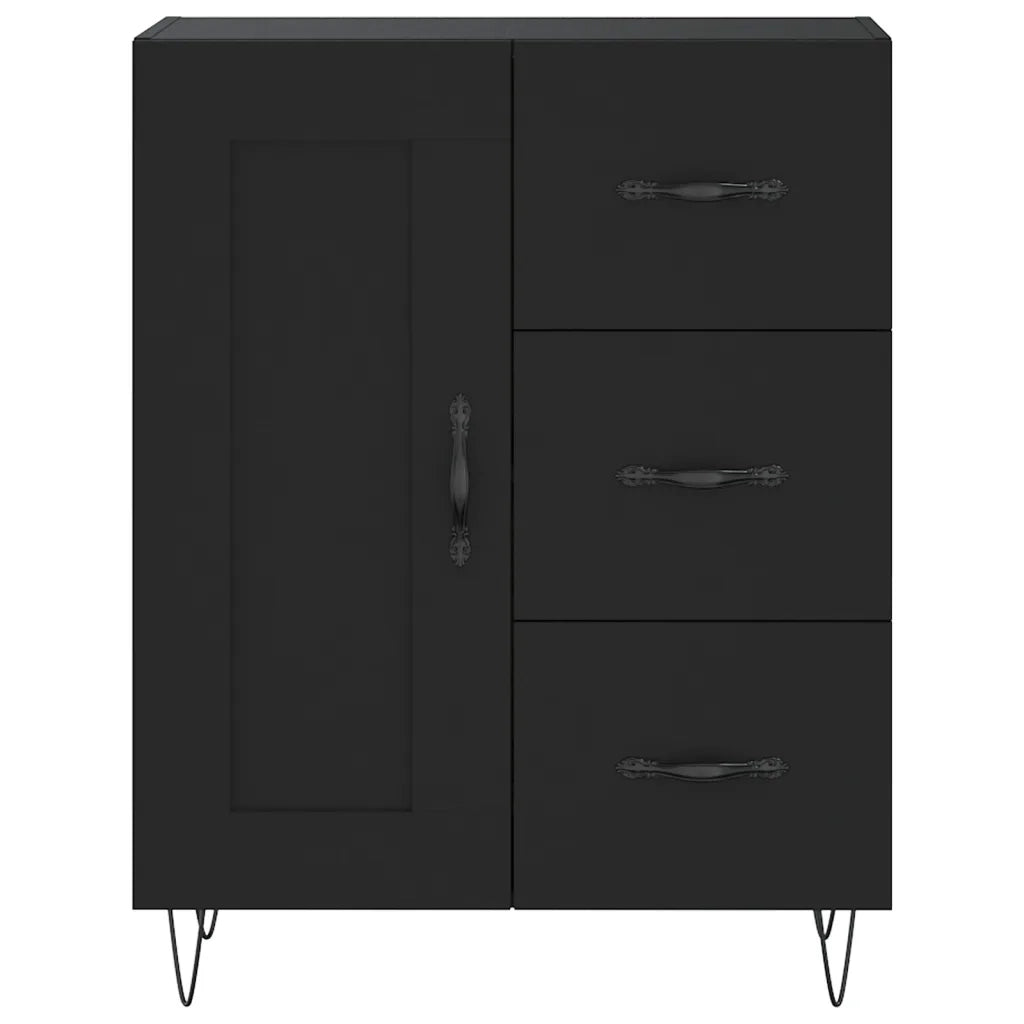 Credenza Nera 69,5x34x180 cm in Legno Multistrato 3190014