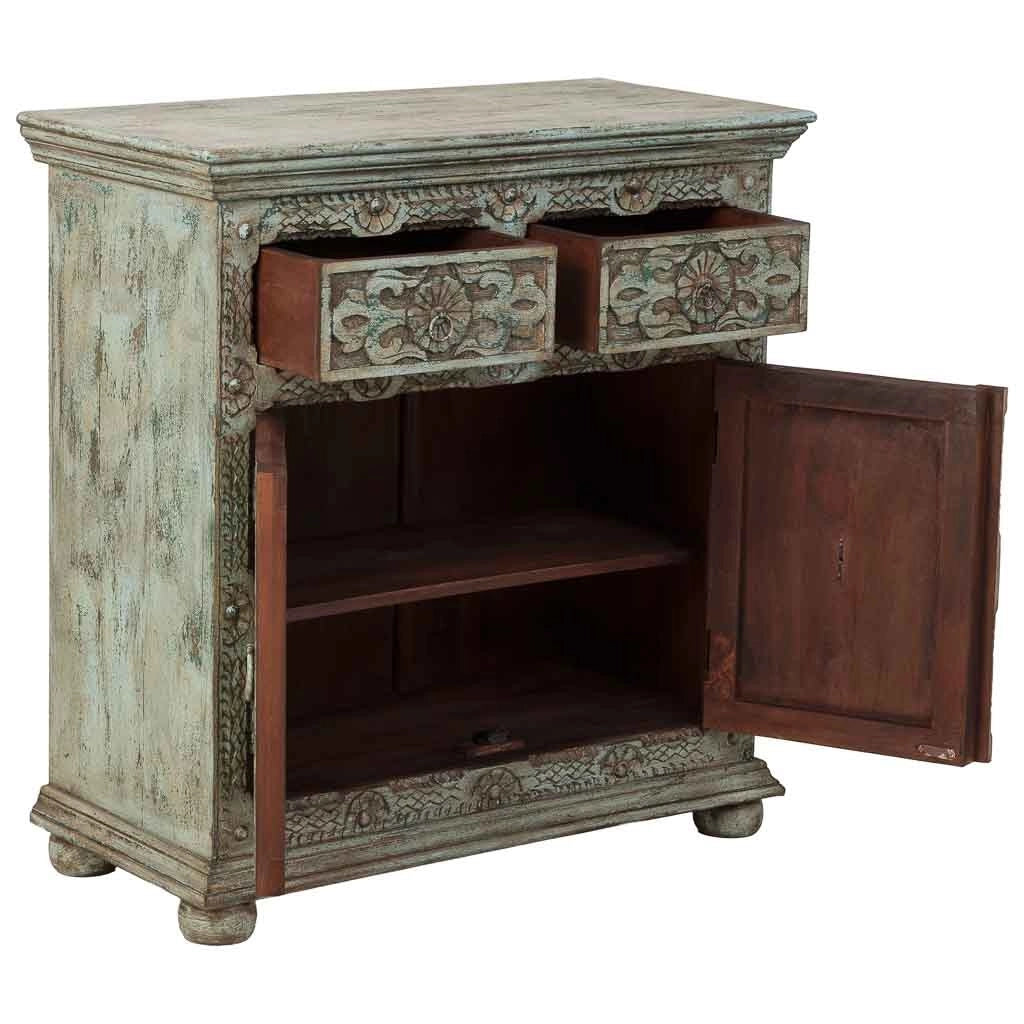 Aparador de madera verde 90x40x90