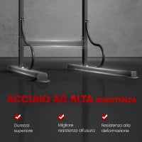 Barra per Trazioni Power Tower Stazione Fitness Multifunzione con Altezza Regolabile 171-219cm Nero Rosso