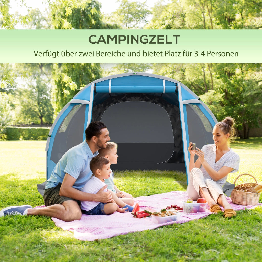 TENDA DA CAMPEGGIO 2 camere 475x264x172 cm Blu Poliestere