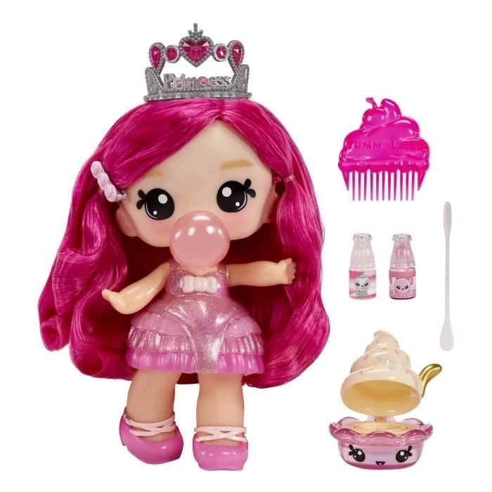 Yummiland - Bambola grande 25 cm da pettinare e coccolare - Pet + balsamo labbra profumato - Bianca - Età 4