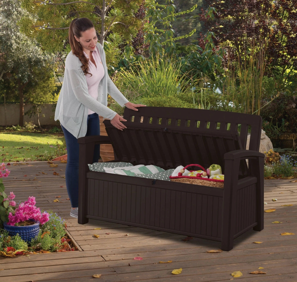 Cassapanca outdoor Goderich, Baule da giardino, Contenitore da esterno, Panchina contenitore da esterno, 133x61 h89 cm, Antracite