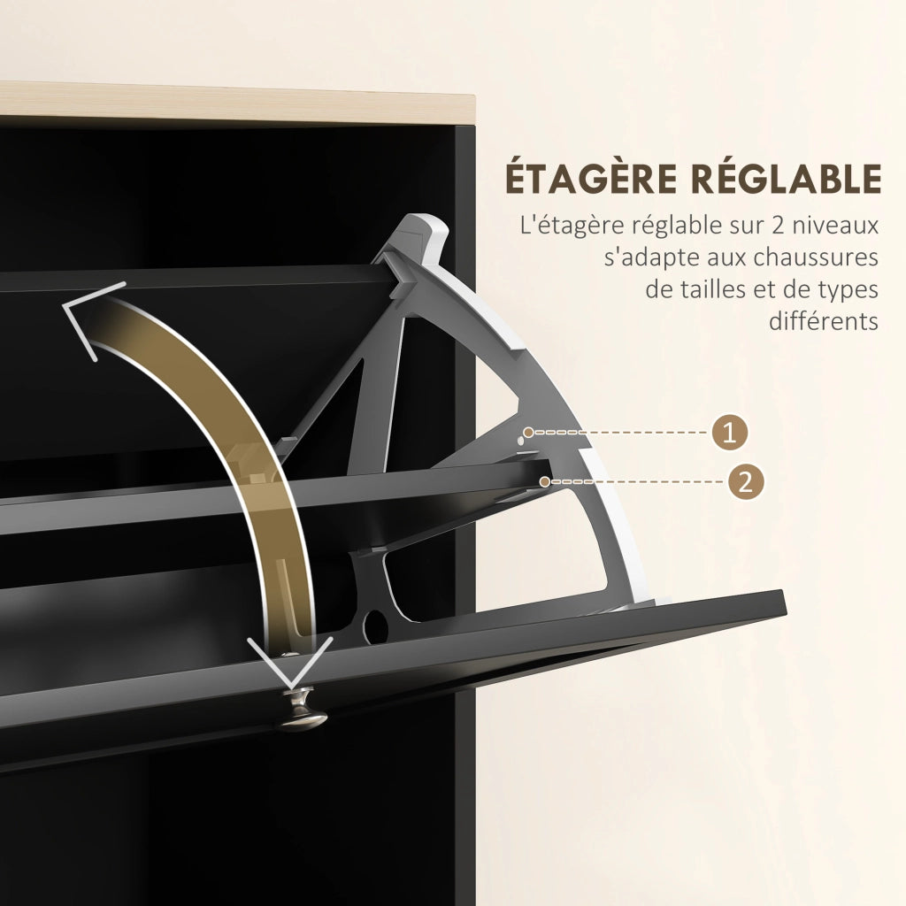 Scarpiera a 3 ante con 18 paia di scarpe ¨C Minimal ¨C Nero 60x23.5x115 cm