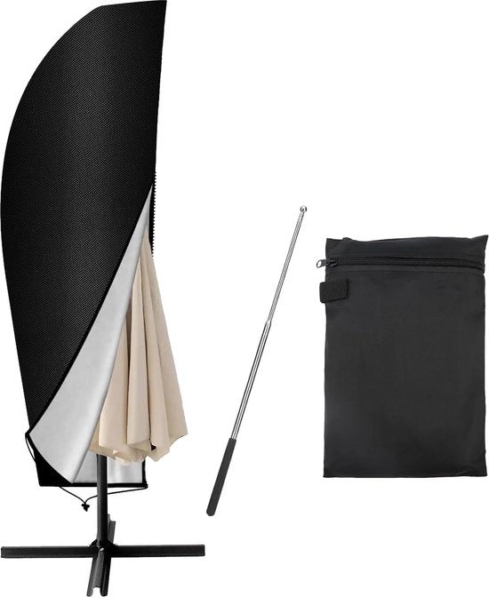 Parasolbeschermhoes con manico, parasolbeschermhoes libero da stanghe per parasole da 2 a 4 m, resistente al tempo, resistente ai raggi UV, resistente alla neve, parasolhoes in tessuto Oxford (205 x 25/57/48 cm)