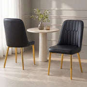 Sedia da pranzo ergonomica con schienale, gambe in metallo, per cucina e ufficio, in PU e metallo, Nero e Oro