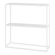 Tavolo consolle con 2 ripiani acciaio 80 x 80 x 26 cm bianco opaco 03_0008591