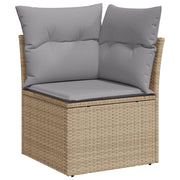 Set Divano da Giardino  da 11 Pezzi con Cuscini Beige in Polyrattan e Acacia