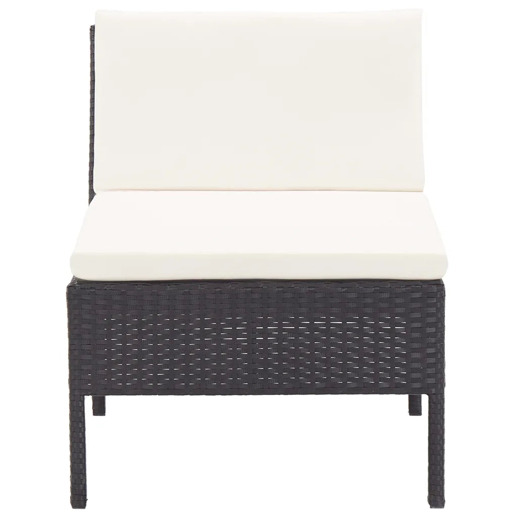 Set Divani da Giardino 6 pz con Cuscini in Polyrattan Nero 48948