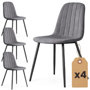 Set di 4 Sedie in velluto trapuntate LUMO Grafite Scuro gambe nere