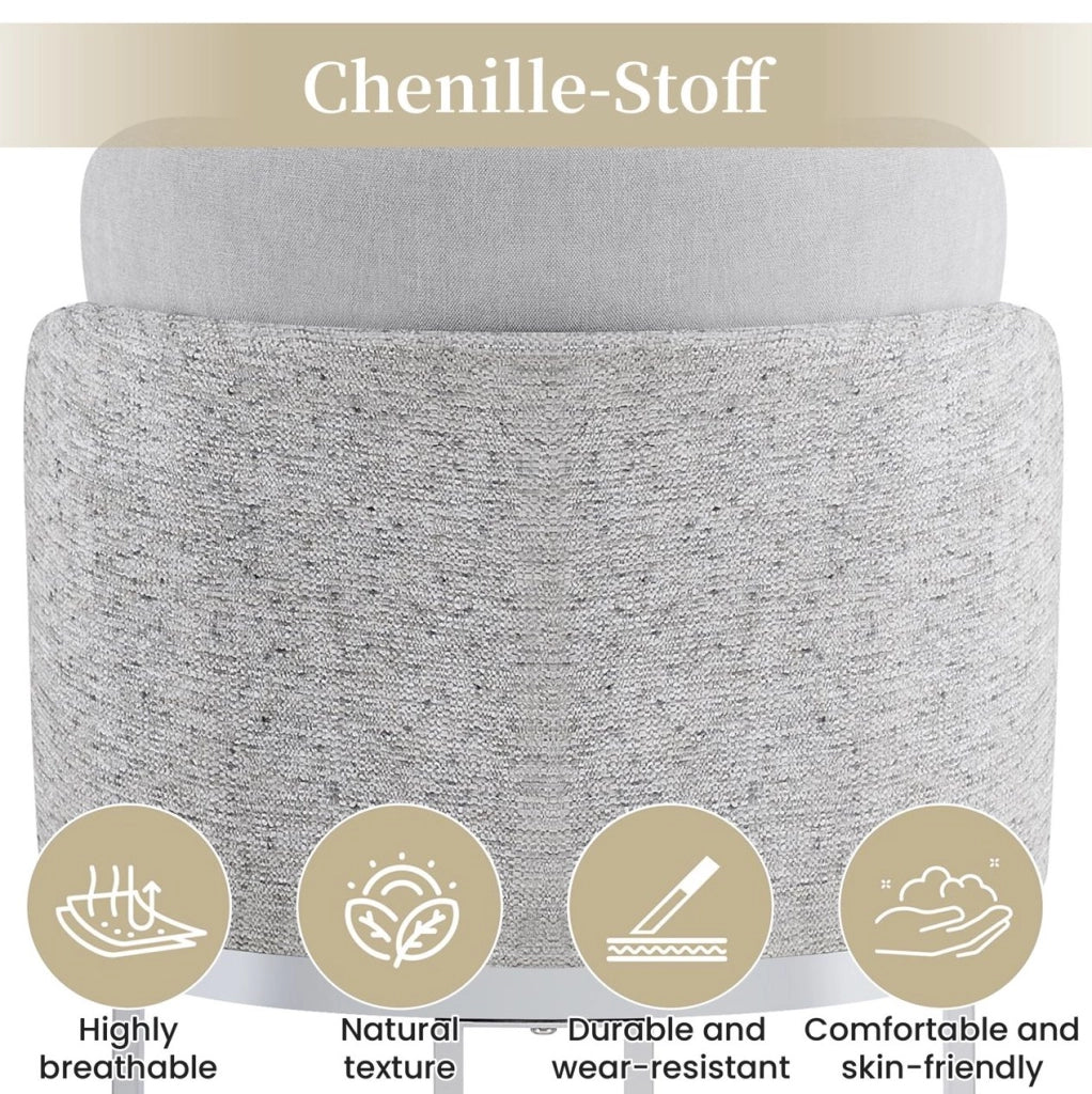 Set di 2 sedie da pranzo moderne in chenille grigio e metallo argentato; 61;5 x 59 x 54 cm