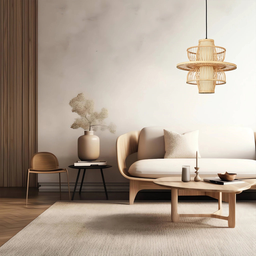 Lampada a sospensione rattan naturale nero E27 Astra