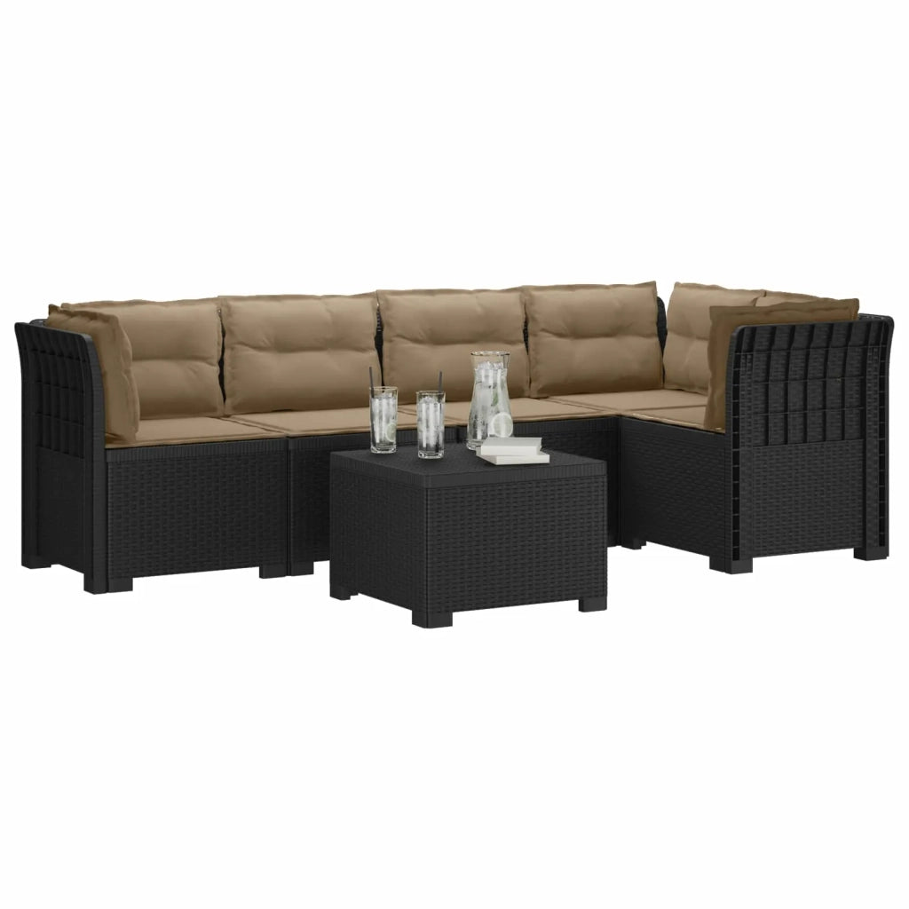 Divano da Giardino 5 Posti con Cuscini Stile Rattan PP 3444088
