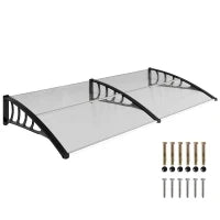 Tettoia Moderna in Policarbonato, Alluminio e PP per Balconi, Finestre e Porte, 200x96x27 cm