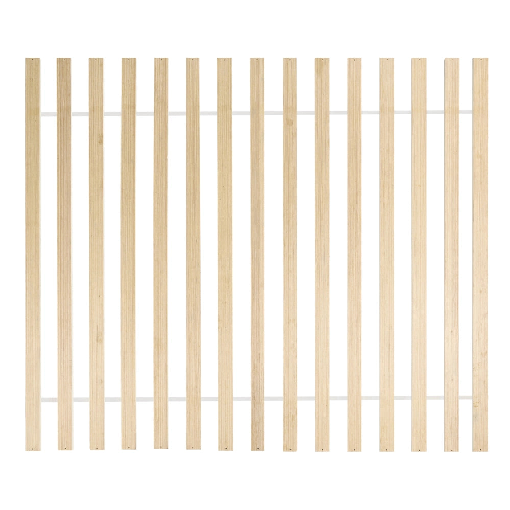 Letto in legno di pino marrone chiaro 140 x 200 cm matrimoniale con testata a treccia viennese a doghe stile rustico minimalista