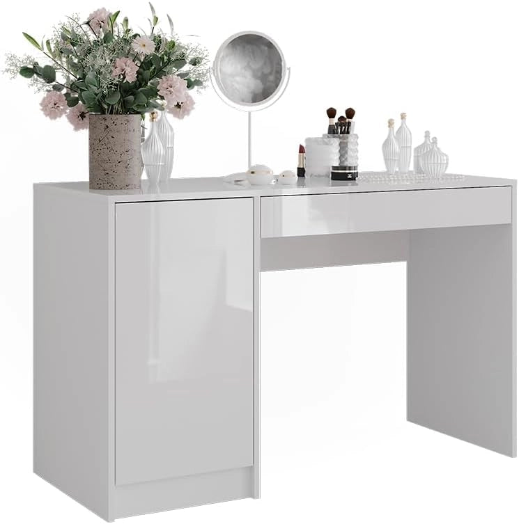 Tavolo da toeletta Sherry, Bianco/bianco lucido, 119.8 cm