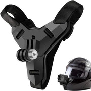 Supporter per casco con cassetta per GoPro Hero, Osmo Action, Session, SJCAM, AKASO, Campark, Polaroid, YI Action Cam, nero