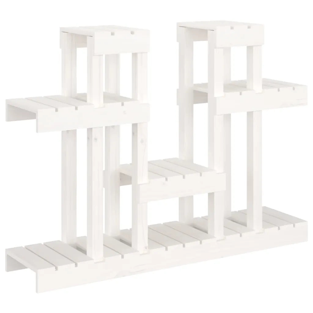 Supporto per Piante Bianco 104,5x25x77,5 cm in Massello di Pino 822098