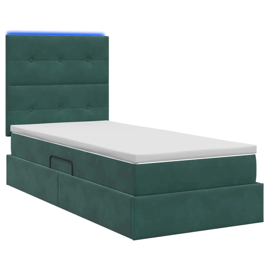Letto con contenitore LED e materasso Verde Scuro 90 x 200 cm 3460107