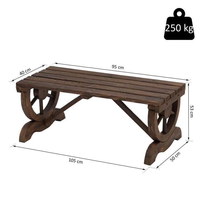 PANCA 2 POSTI ESTERNO IN LEGNO DI ABETE EFFETTO BRUCIATO 105 X 50 X 53 CM