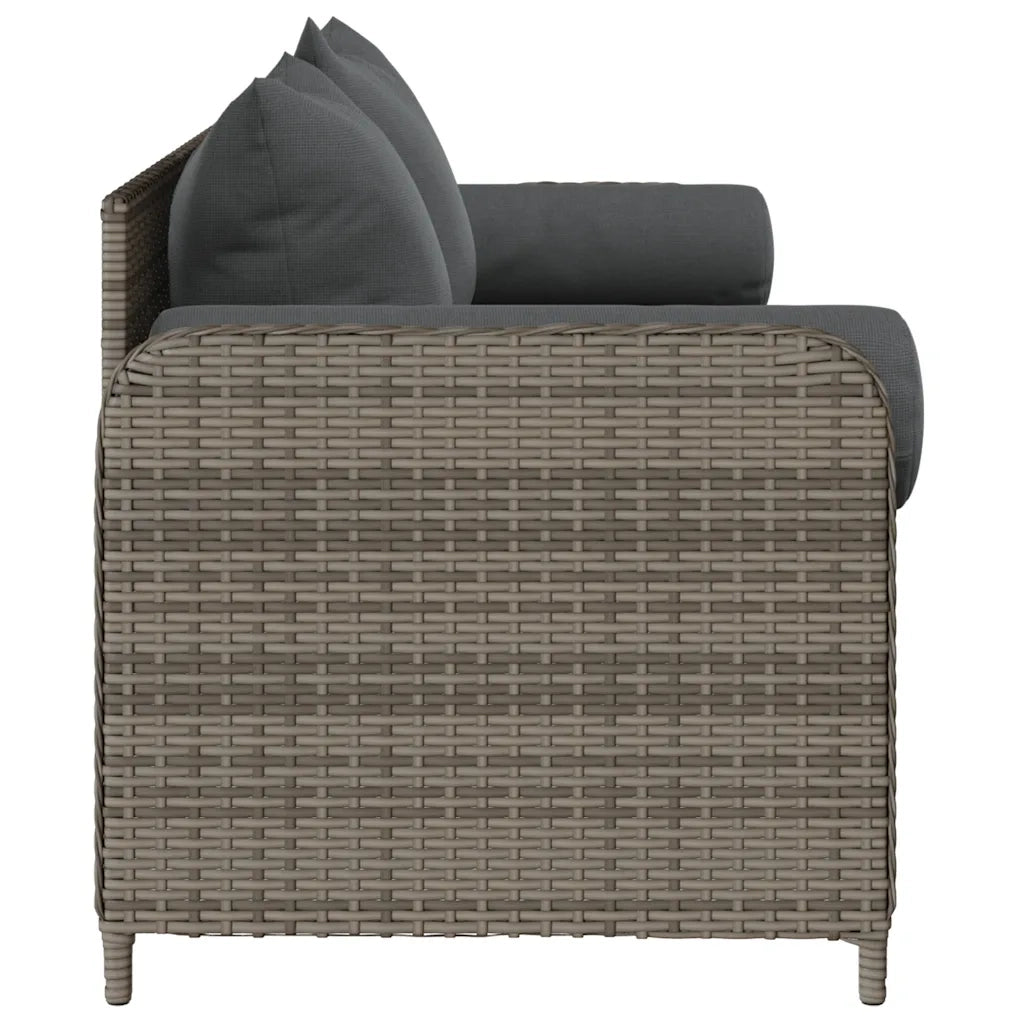 Divano da Giardino con Cuscini 3 Posti Grigio in Polyrattan 4104174