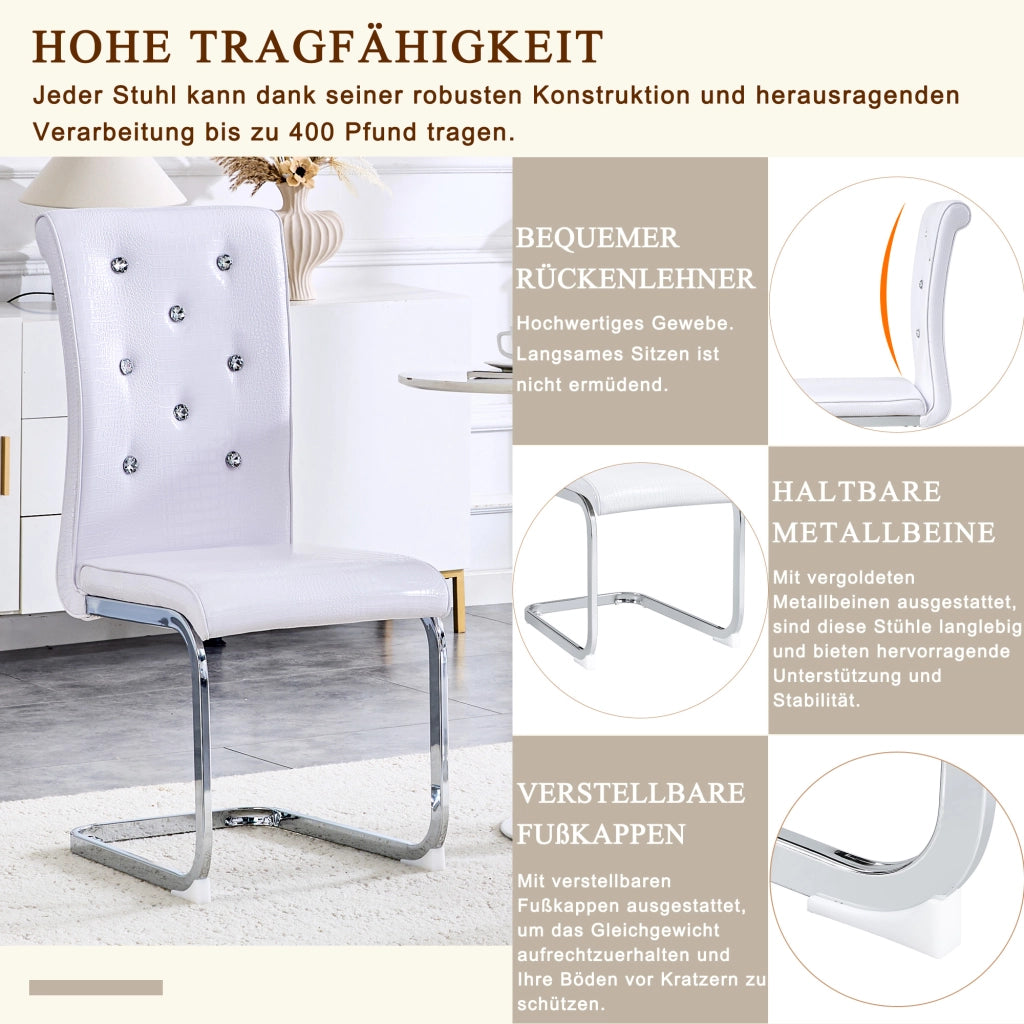 SEDIA da pranzo in PVC bianco e metallo cromato 75,5x46,5x44 cm