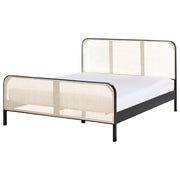 Letto in legno di pino nero UE matrimoniale 160 x 200 cm con testata a treccia viennese a doghe stile rustico minimalista