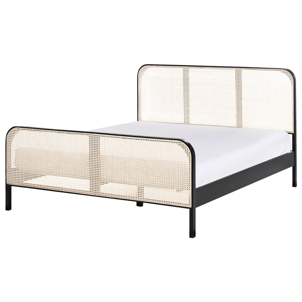 Letto in legno di pino nero UE matrimoniale 160 x 200 cm con testata a treccia viennese a doghe stile rustico minimalista