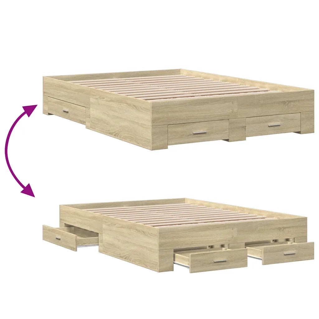 Giroletto Cassetti Rovere Sonoma 135x190 cm Legno Multistrato 3280407