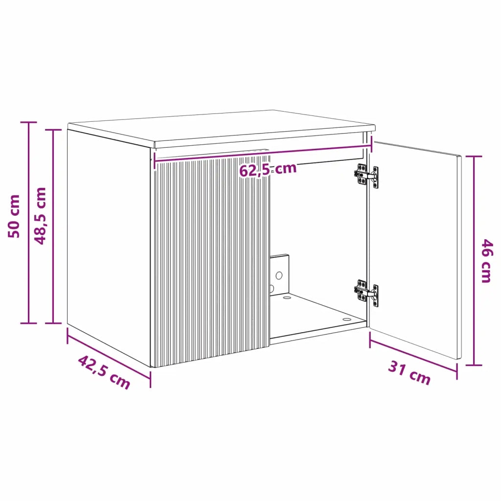 Mobiletto da Bagno a Muro Bianco 62,5 x 44,5 x 50 cm 890472