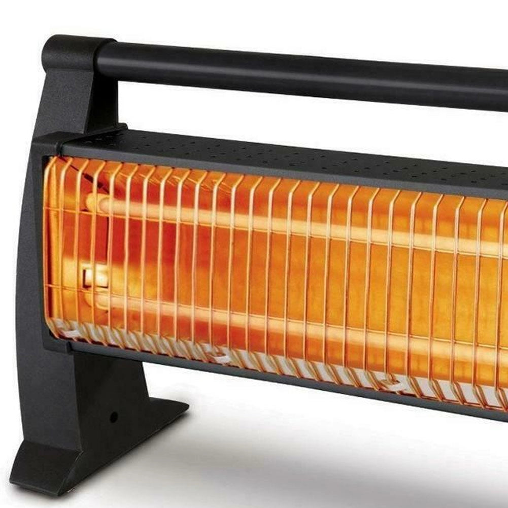 Stufa Riscaldatore Portatile al Quarzo 1200W con Riscaldatore Infrarossi e Interrutore Nero