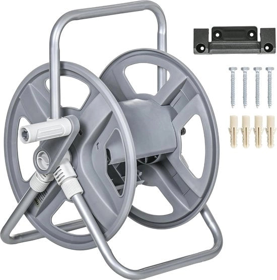 Serpentino per giardino con capacità di stoccaggio 40 m - Installazione a parete o verticale, sistema di sollevamento manuale, ideale per giardino e pulizia