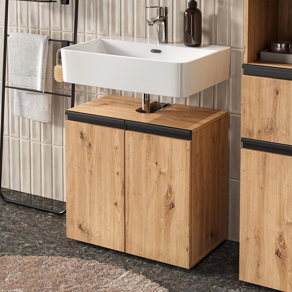 Mobile sottolavabo per bagno Torren, Artigiano, 60 x 58 cm con 2 porte