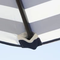 Ombrellone da Giardino Inclinabile Φ230cm, Apertura a Manovella, Palo in Metallo e 6 Stecche, Blu e Bianco