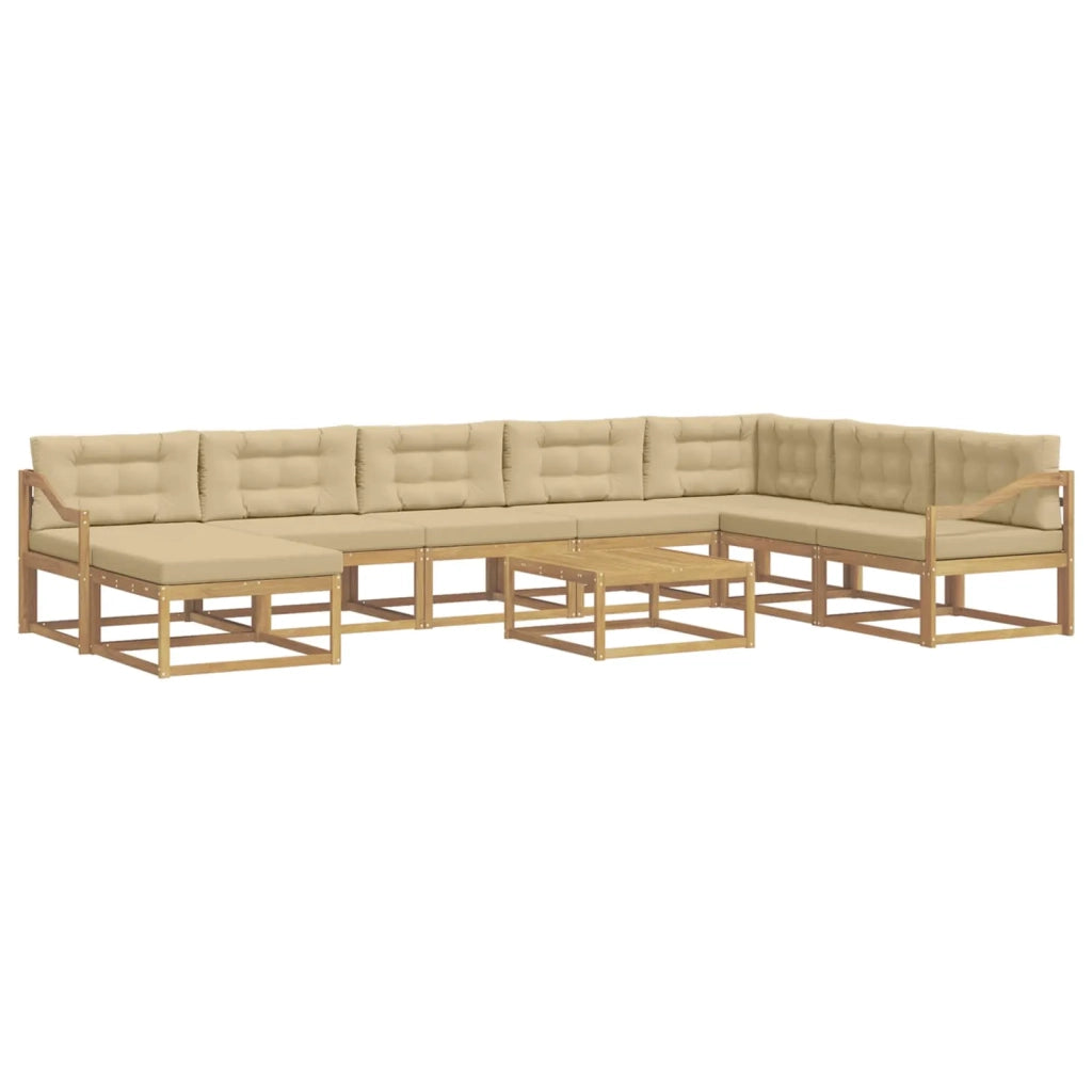 Set di divani da esterno 9 pz Bianco e Beige 3386917