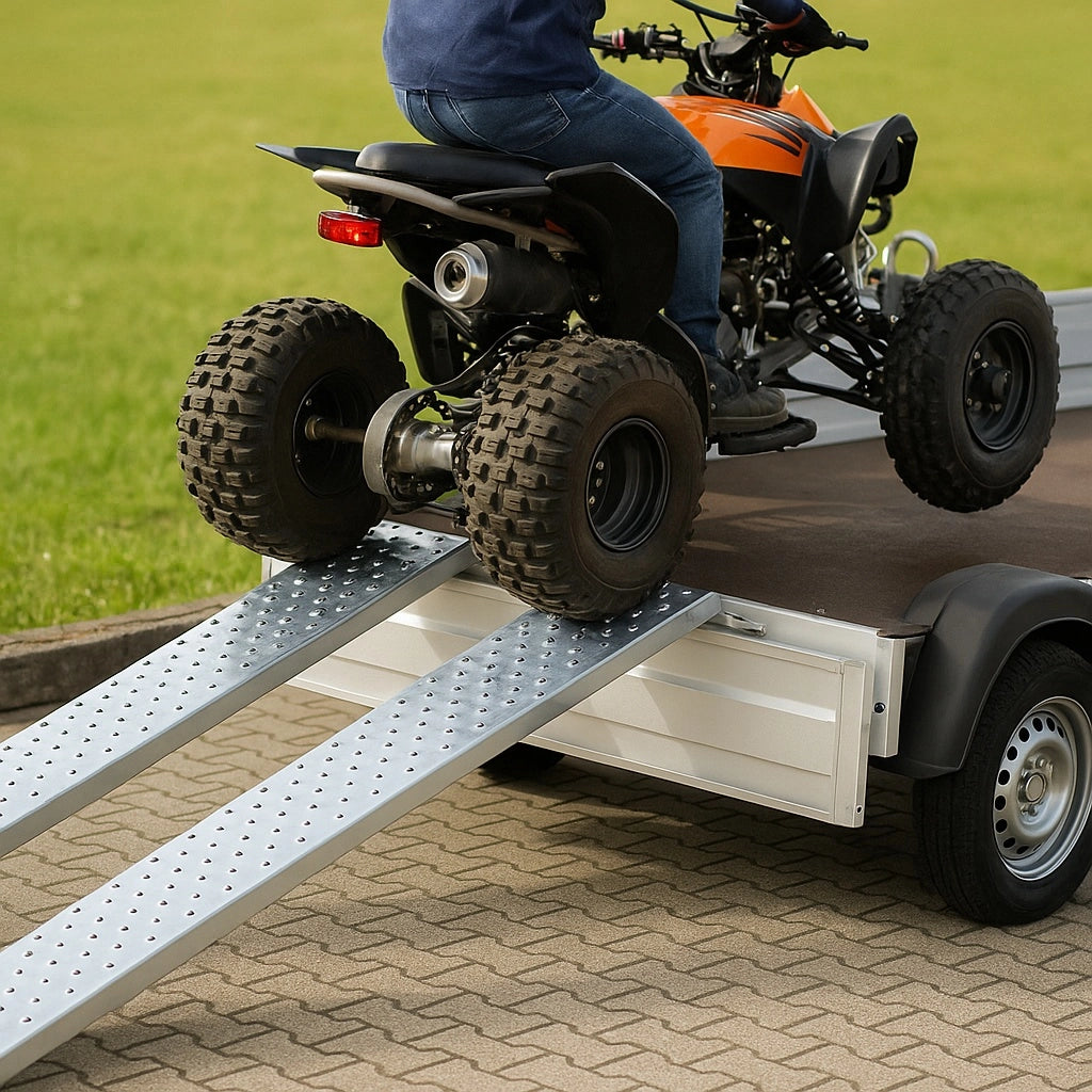 2x rampe di carico per moto in acciaio zincato 160x22,5 cm 400 kg Rampa di salita