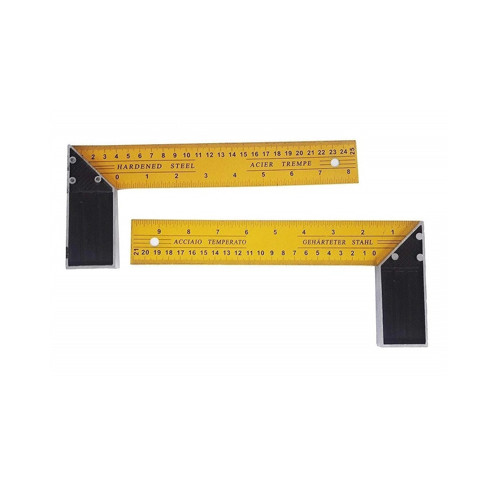 Trade Shop - Righello Riga In Metallo Multiuso 25cm Con Angolo 90â° Per Costruzioni Architetto -