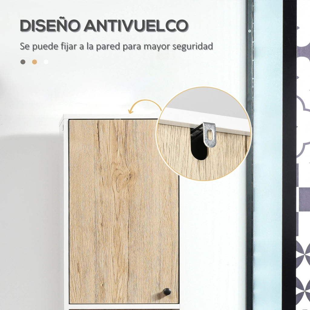 Colonna Bagno con Ante e Ripiani ¨C Zephmum ¨C Bianco e Rovere 31,5x30x169 cm