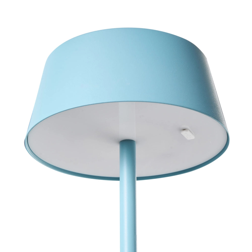 Lampada da tavolo wireless blu in metallo da interno ed esterno con porta USB C ricaricabile