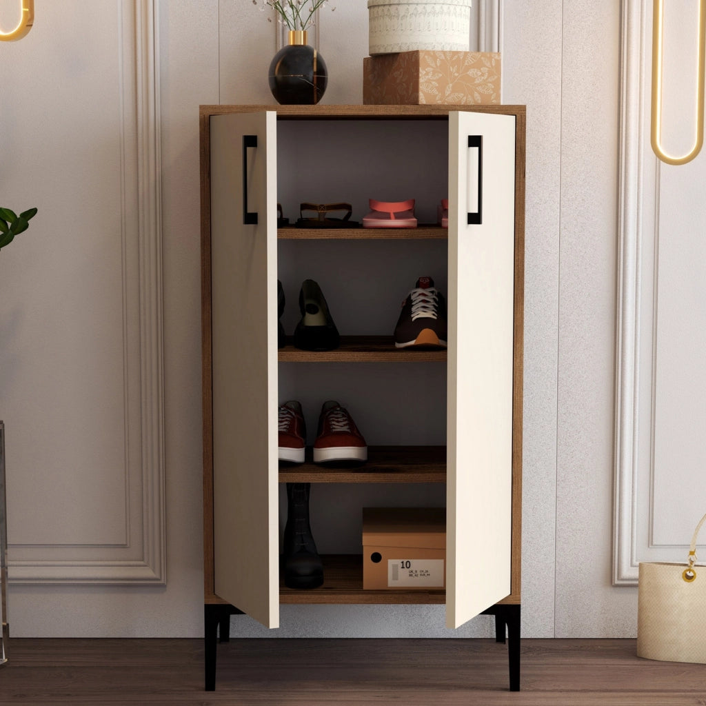 Mobile Portascarpe Cavalieri, Scarpiera 4 Ripiani, 60x35x111h cm Marrone Noce