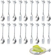 Set di forchette a tartina 16 pezzi - Forchette a tartina - Acciaio inossidabile - Design a foglia - Resistente alla lavastoviglie - Liscio a alta lucidità