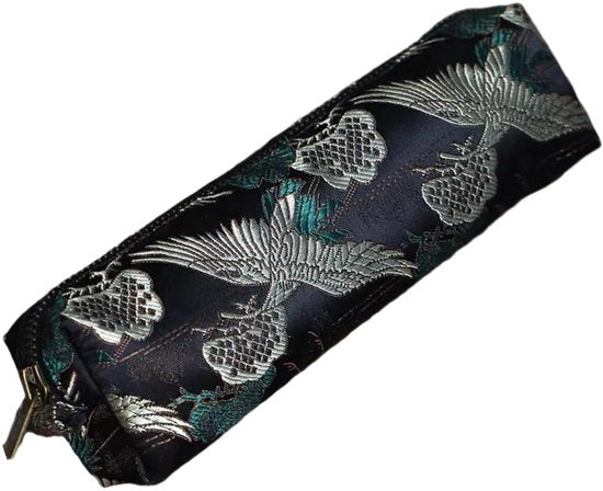 Etui Retro Broccato Grande per Adulti, Studenti, Ragazze (Nero)