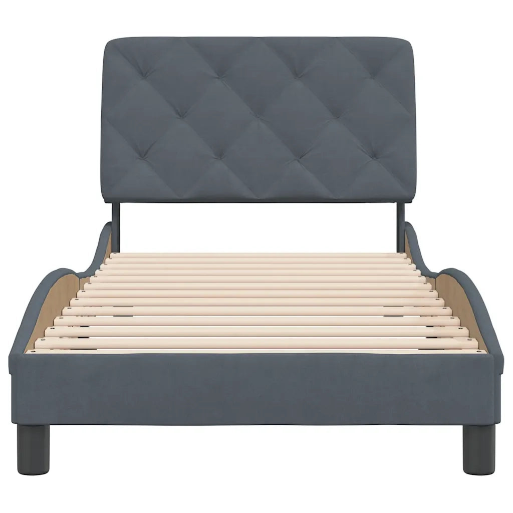 Giroletto senza Materasso Grigio Scuro 90x190 cm Velluto
