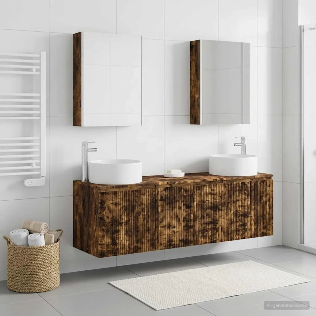 Set di Armadi da Bagno 5 pcs Rovere Fumo Legno ingegnerizzato 3406571